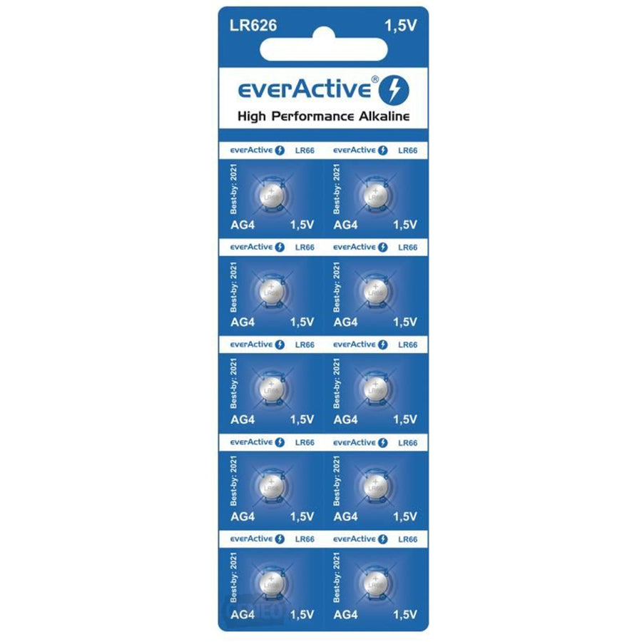 10x en batería blister AG4 G4 LR626 LR66 BL166 everActive