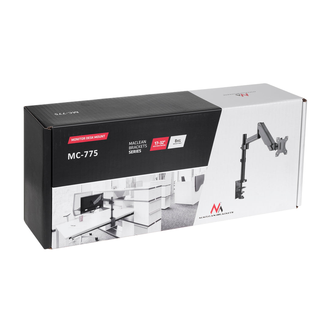 Soporte de monitor Maclean MC-775 con resorte de gas, brazo doble de 17 "-32" 8 kg