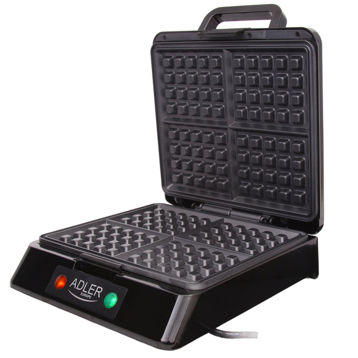 Gofrera profesional para 4 gofres, 1300W, libre de BPA, 1300 W, 0 Decibeles, Negro Adler AD 3036