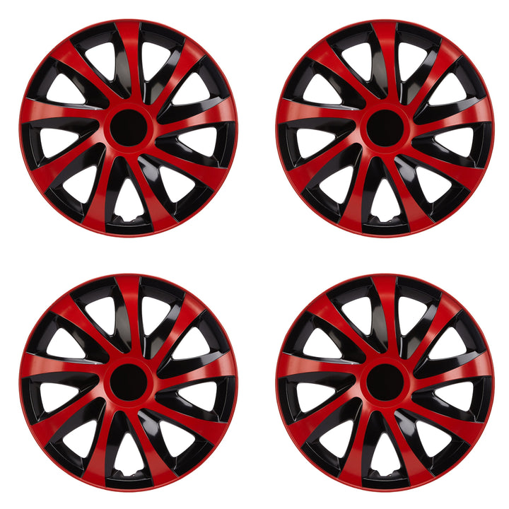 Tapacubos universales 14 " 4 piezas en negro-rojo DRACO CS