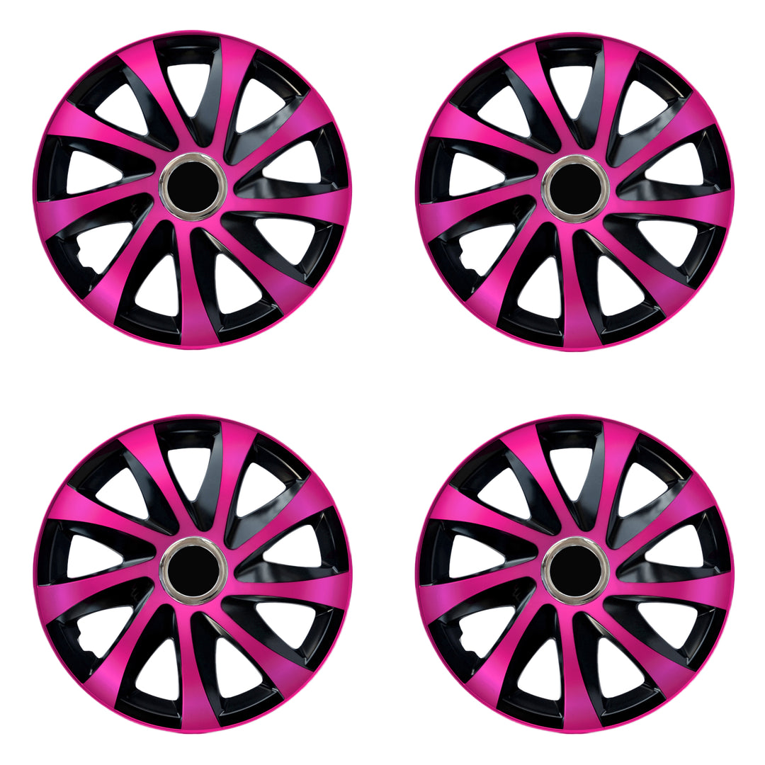 Tapacubos universales de 15" NRM DRIFT Extra rosa/negro 4 piezas