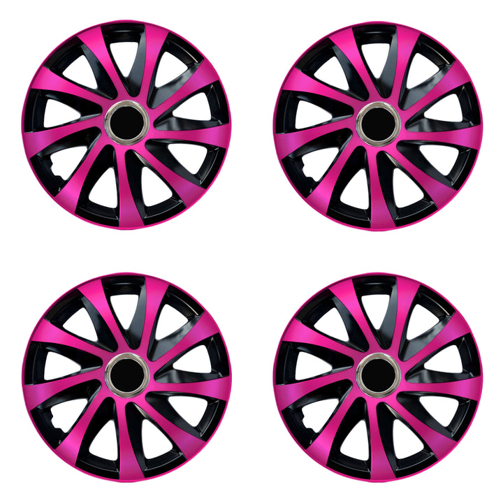 Tapacubos universales de 15" NRM DRIFT Extra rosa/negro 4 piezas