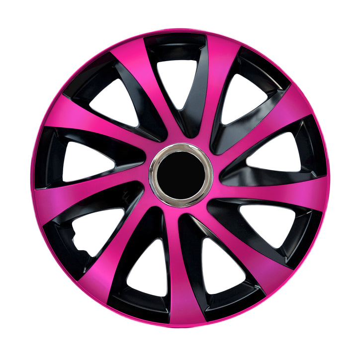 Tapacubos universales de 15" NRM DRIFT Extra rosa/negro 4 piezas