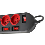 Regleta Maclean, cable alargador de 5 tomas, con interruptores, 250VAC/10A, 1,5m, MCE204