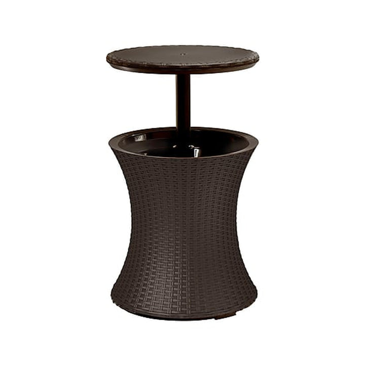 Mesa de bar nevera, enfriador de bebidas para jardín Keter Cool Bar Rattan marrón