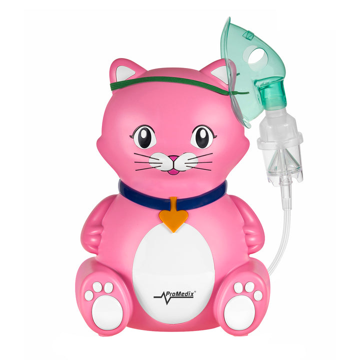 NEBULIZADOR INALADOR para crianças Gato rosa com elementos necessários para inalação