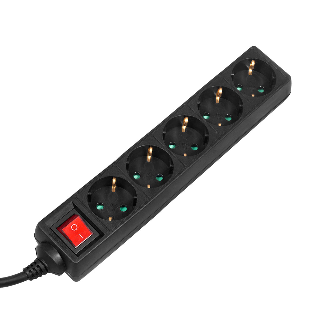 Maclean MCE226G Tomada Tira com Interruptor Multi Soquetes Plug Strip Proteção Infantil Schuko 3500W comprimento 1,4m
