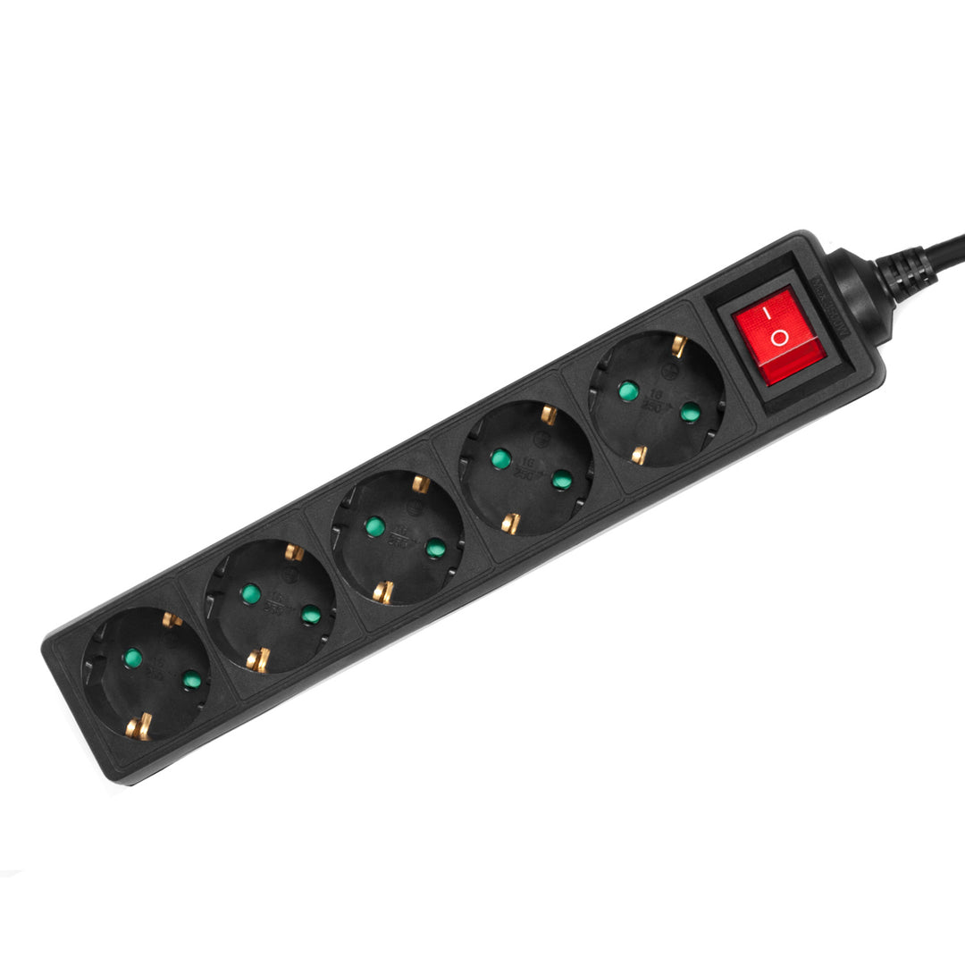 Maclean MCE227G regleta de alimentación con interruptor Tomas múltiples Enchufe  Protección infantil Schuko 3500W (5x 5m)