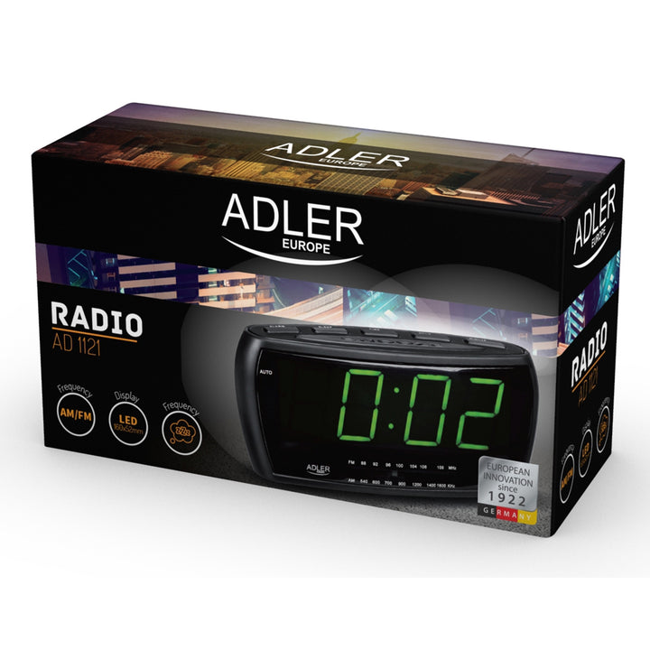 Radio despertador fm/am led reloj adler ad1121 calidad
