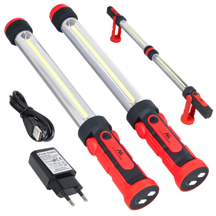 Luz de oficina LED MCE230 Maclean Energy XXL COB, 2 lâmpadas com possibilidade de união, dois modos de iluminação, cabide, íman