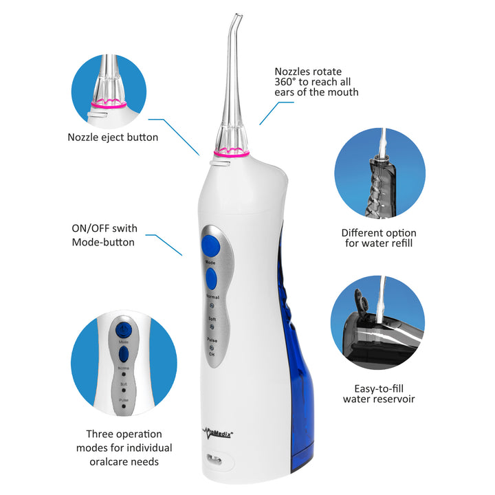 ProMedix PR-770W Irrigador Dental Inalámbrico de 8.5 Bar, IPX7, Carga USB, Color Blanco