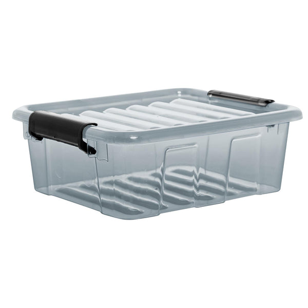 Lixeira com tampa Plast Team Home Box 1,6L transparente cinza
