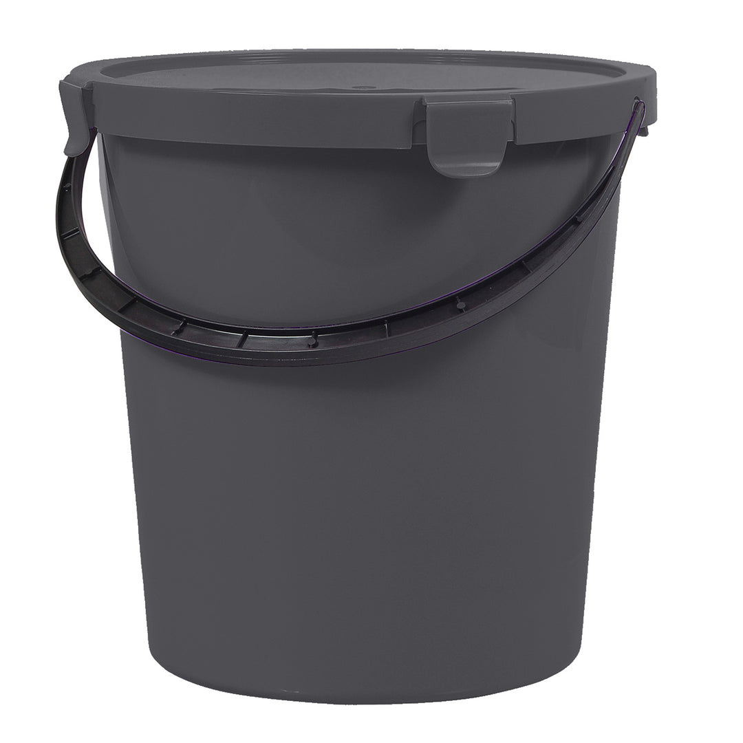 Balde Plast Team Berry 5L com tampa e pega, cinzento escuro