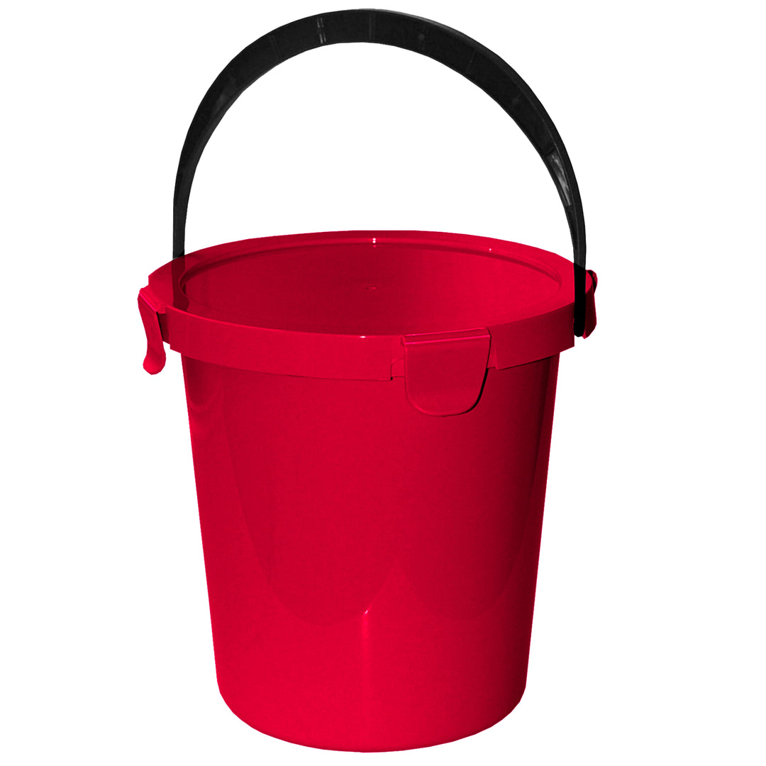 Balde Plast Team Berry 5L com tampa e pega, vermelho