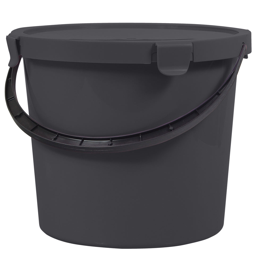 Balde Plast Team Berry 10L com tampa e pega, cinzento escuro