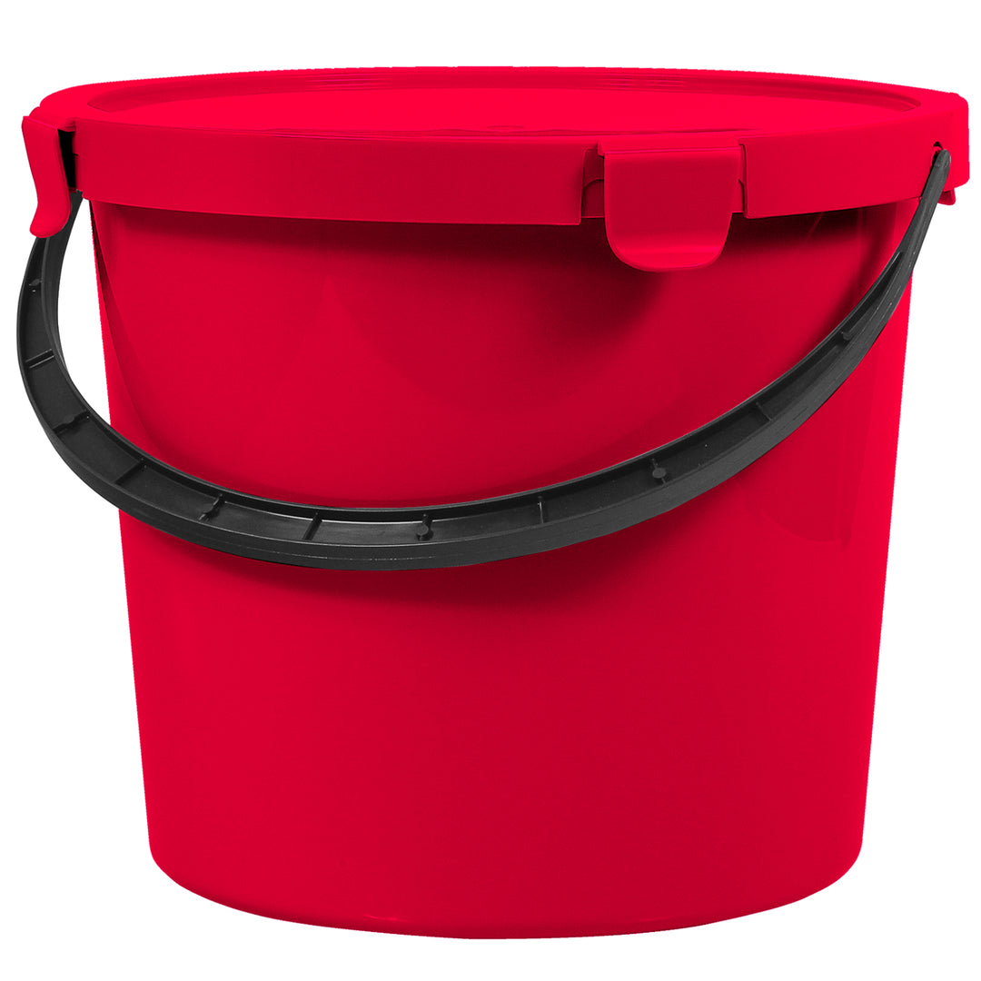 Balde Plast Team Berry 10L com tampa e pega, vermelho