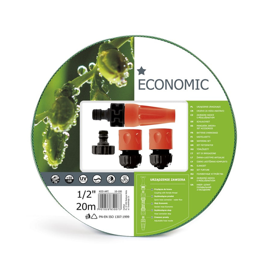 Kit de mangueira de jardim 20m 1/2 "mais sprinkler econômico Cellfast