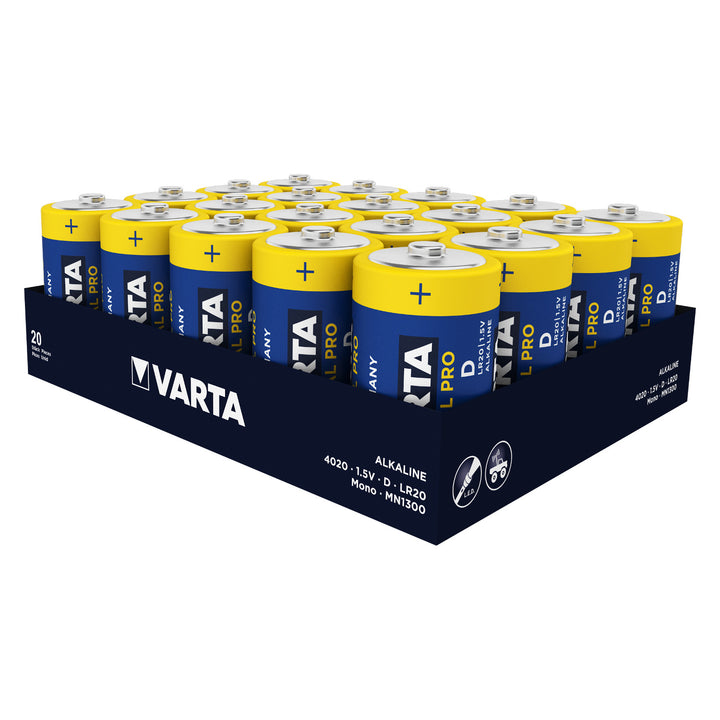 20 pilhas alcalinas industriais Varta R20/D