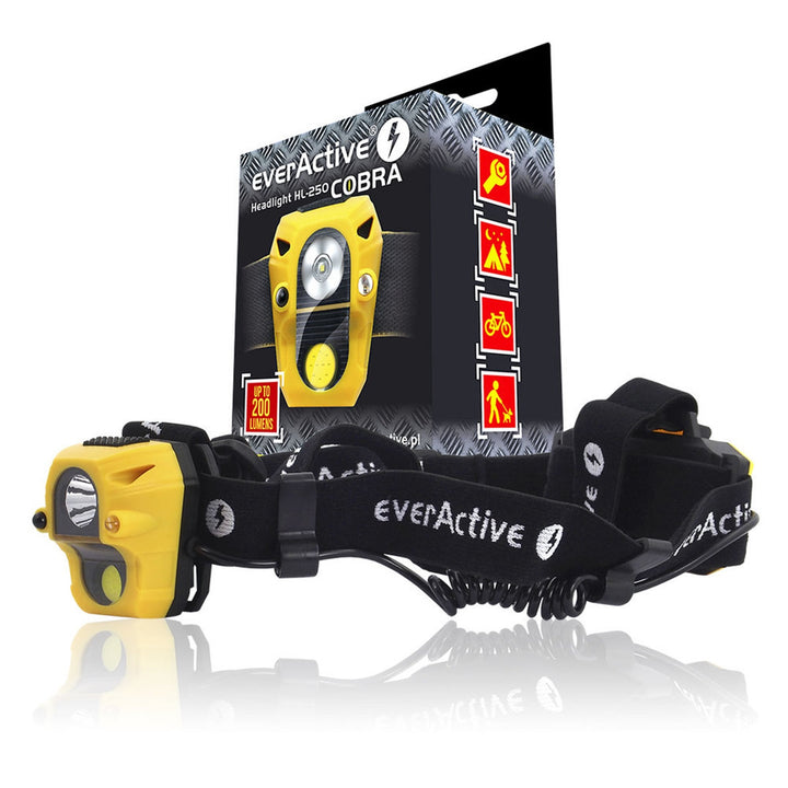 La calidad de linterna de diodo everActive Cobra HL-250