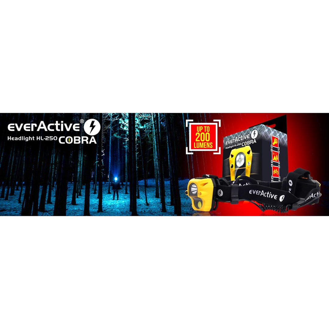 La calidad de linterna de diodo everActive Cobra HL-250