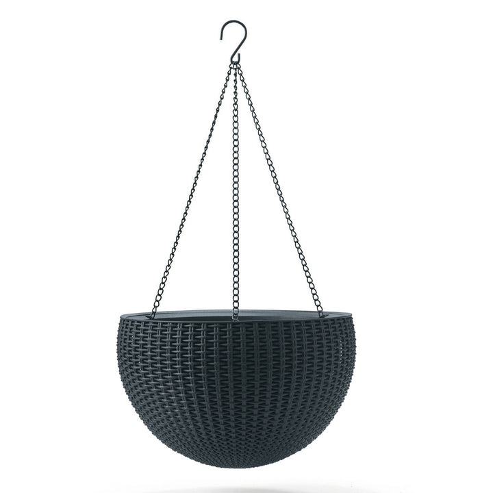 Keter - Maceta colgante de 3 cadenas 8,6 litros diseño moderno y elegante color antracita