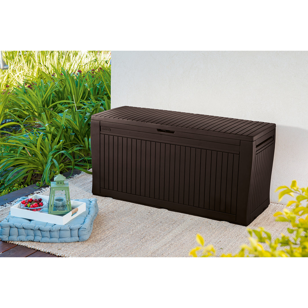 Baú para jardim ou terraço, espaçoso e durável, 270L, Keter Comfy, marrom
