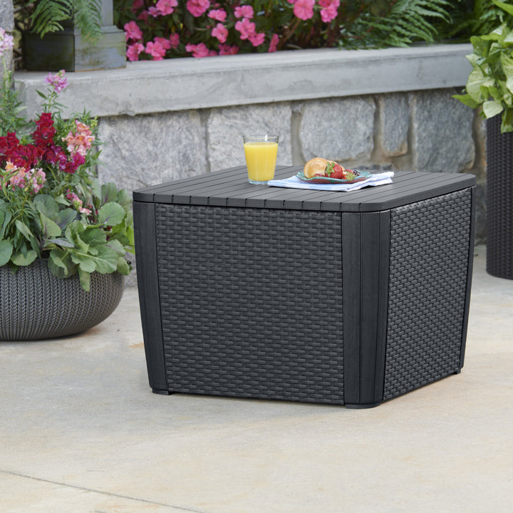 Mesa de almacenamiento ideal para jardines y otros espacios al aire libre Keter Allibert Luzon Plus grafito