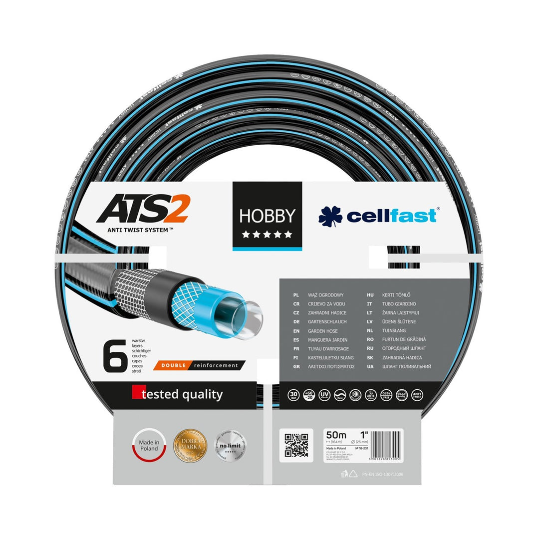 Mangueira de jardim 1" 50m de alta qualidade da Cellfast Hobby ATS2
