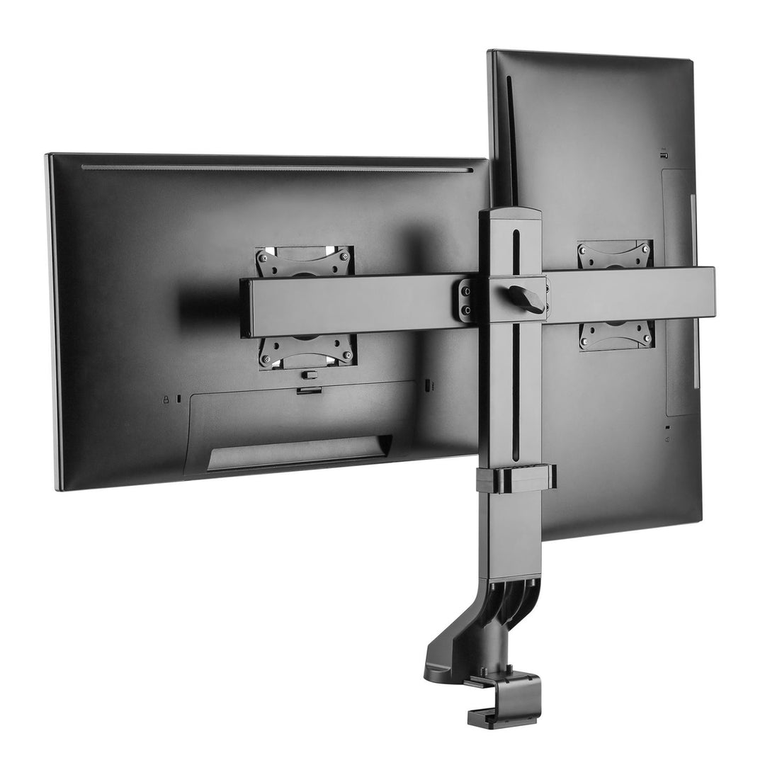 Maclean Brackets MC-854 Suporte de mesa de tela dupla com gerenciamento de cabos