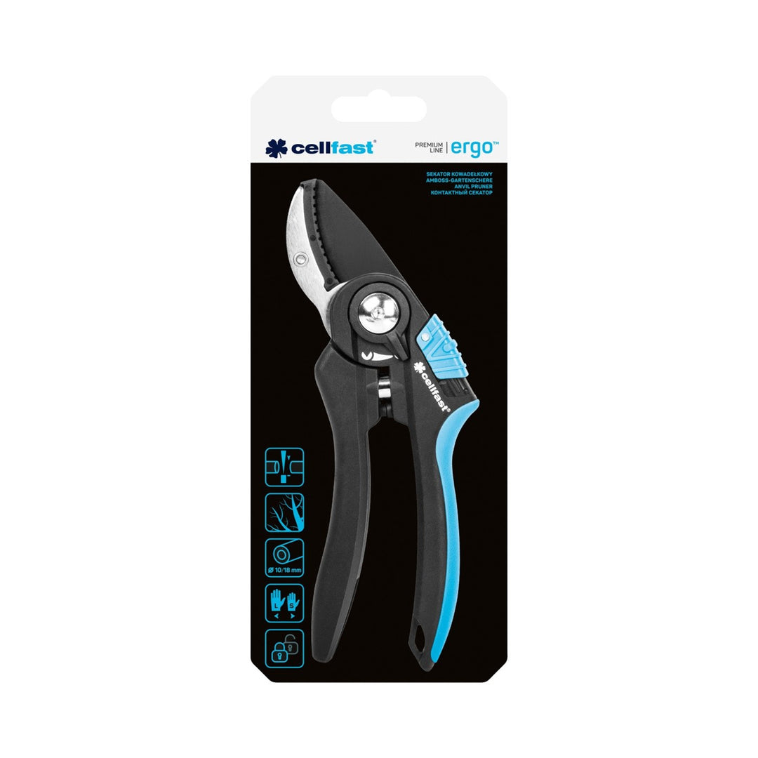 Podadora de yunque ajustable para rama o plantas color negro/azul Cellfast ERGO 41-021