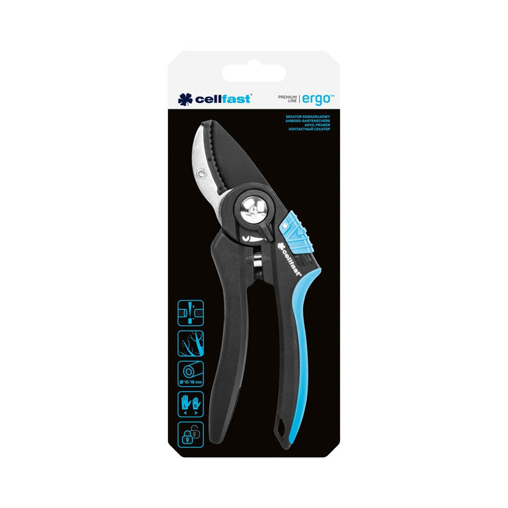 Podadora de yunque ajustable para rama o plantas color negro/azul Cellfast ERGO 41-021