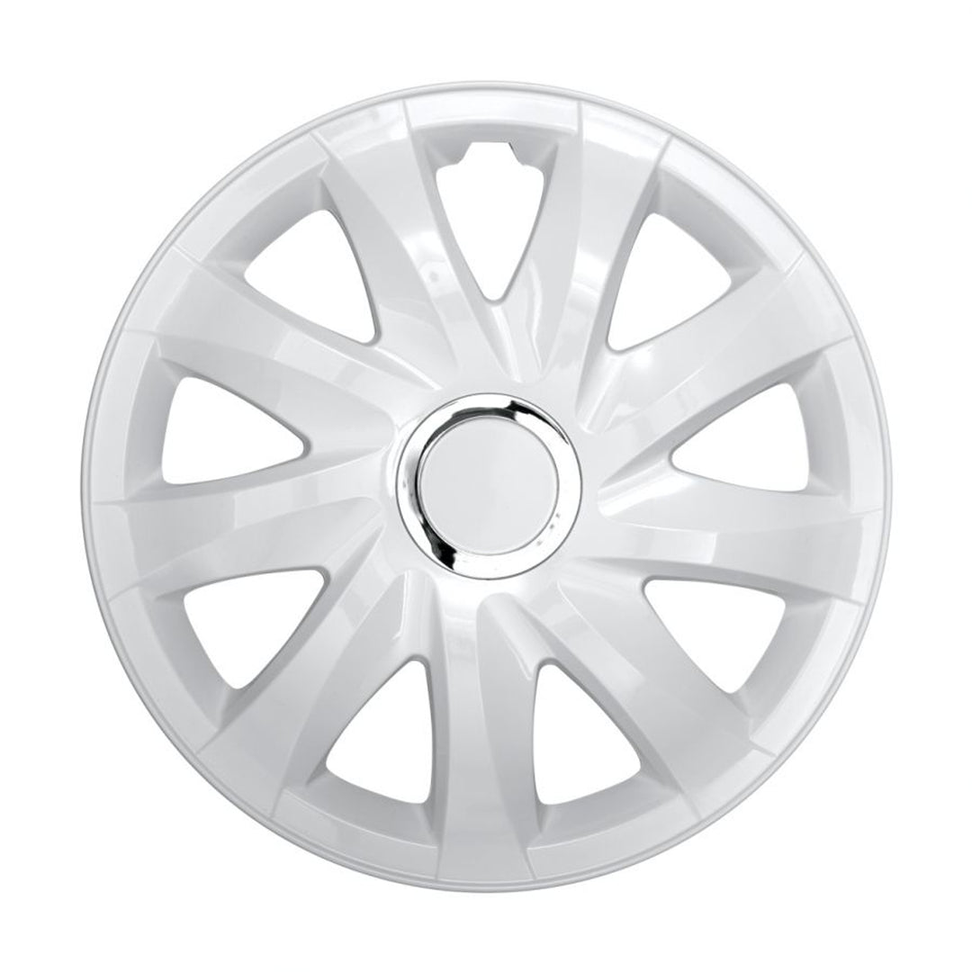 Tapacubos universales 16" NRM DRIFT lacado blanco a presión 4 piezas