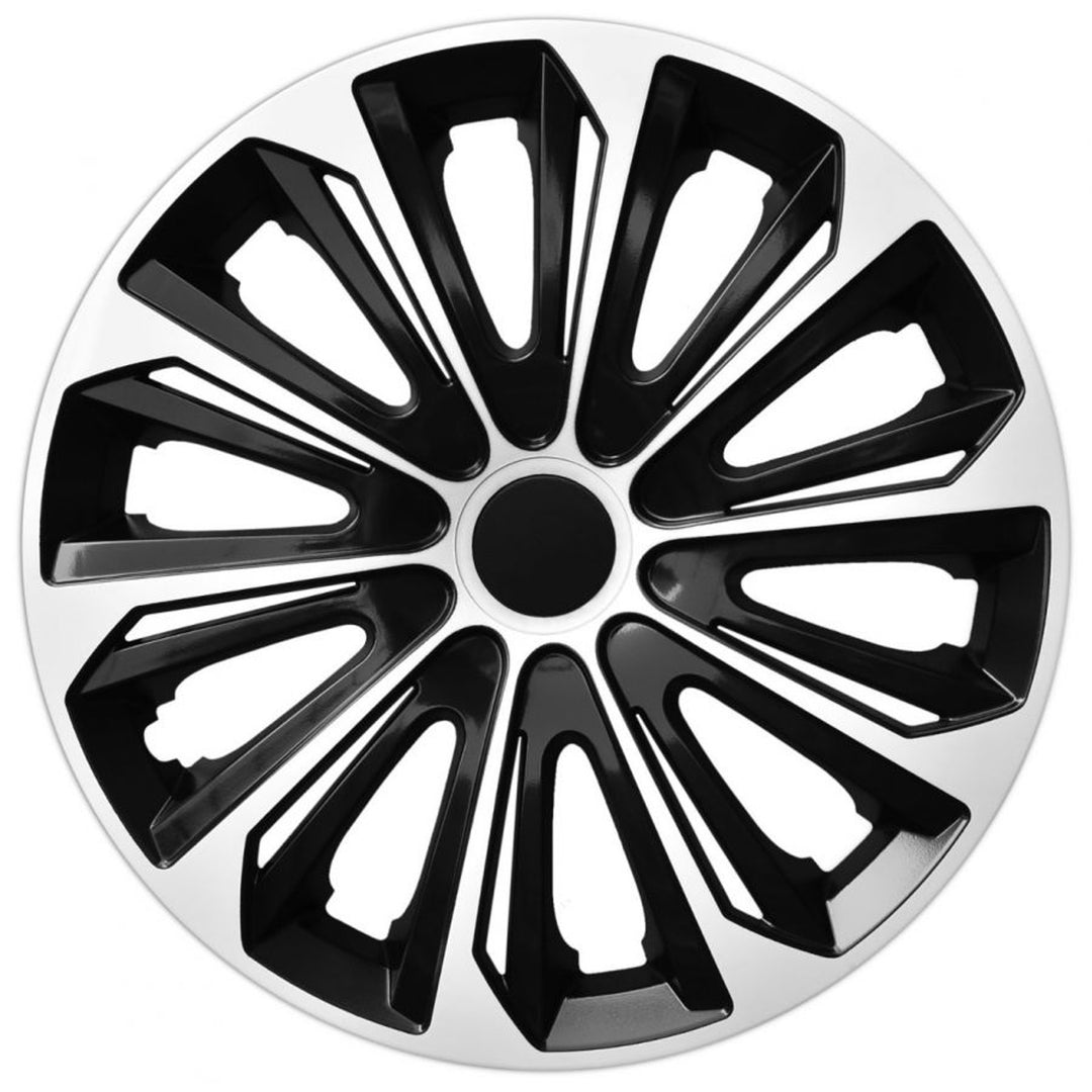 Tapacubos universales 14" NRM Extra FUERTE blanco/negro 4 piezas