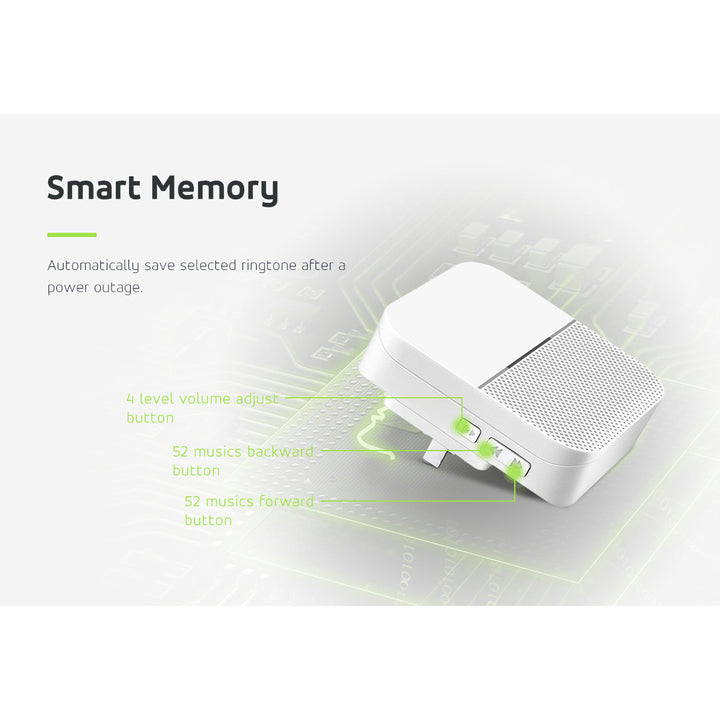 Indicador de entrada sem fio com sensor de movimento e 52 melodias, 230 V, máx. 8 sensores, branco GreenBlue GB212