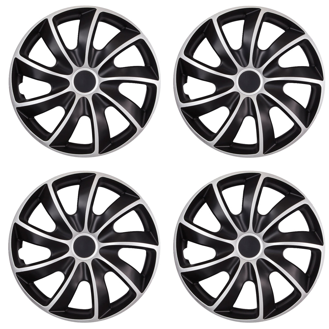 Tapacubos 17 " negro y plata set de 4 piezas NRM QUAD BICOLOR SILVER BLACK