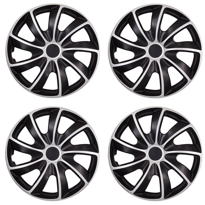 Tapacubos 17 " negro y plata set de 4 piezas NRM QUAD BICOLOR SILVER BLACK