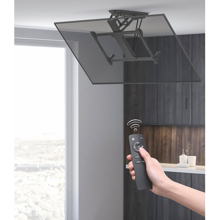 Suporte elétrico para TV de teto Maclean MC-880 com controle remoto para paredes inclinadas 32-70 "Max 35kg Max VESA 600x411