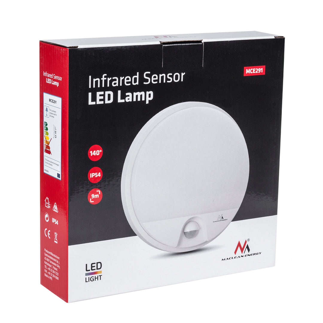 Lámpara LED con sensor de movimiento infrarrojo MCE291 W 1100lm 15W IP54 Maclean Energy blanco