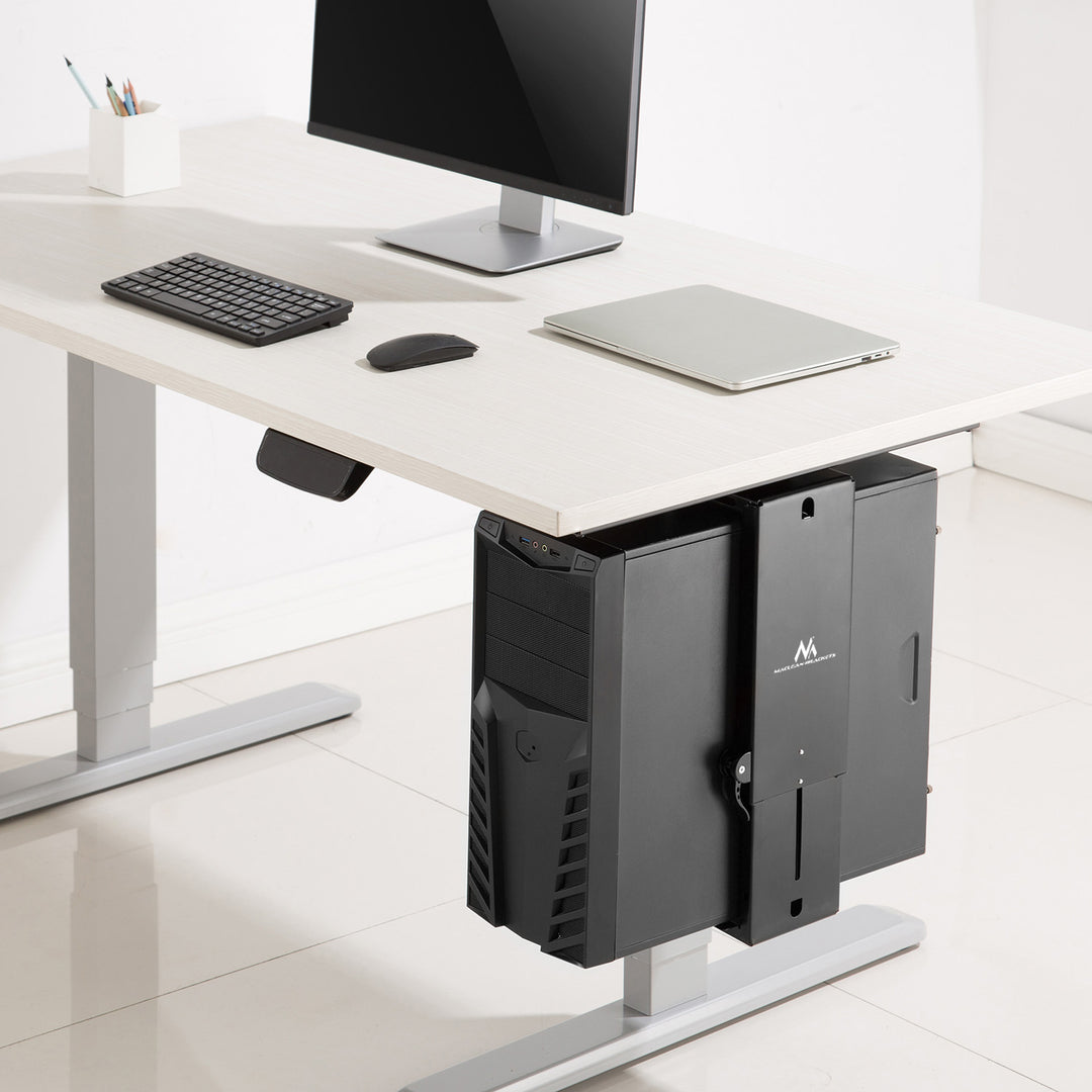 Suporte de montagem vertical para computador sob a mesa ajustável máx. 10kg Maclean MC-885 B preto