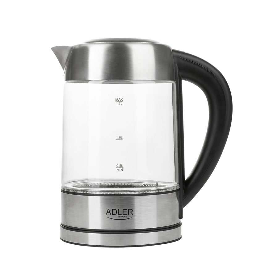 Chaleira de vidro retroiluminada 1.7L com controle de temperatura Adler AD 1247 NOVO