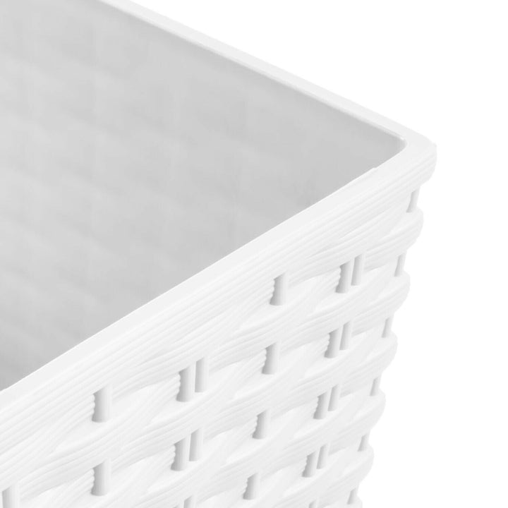 Maceta alta con depósito, imitación ratán natural Rato Square DRTS265-S449 - blanco