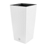 Pote alto com tanque, imitação de rattan natural Rato Square DRTS265-S449 - branco