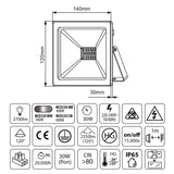 Proyector LED slim 30W, 2400lm Blanco Frío (6000K) Maclean Energy MCE530 CW, IP65, PREMIUM