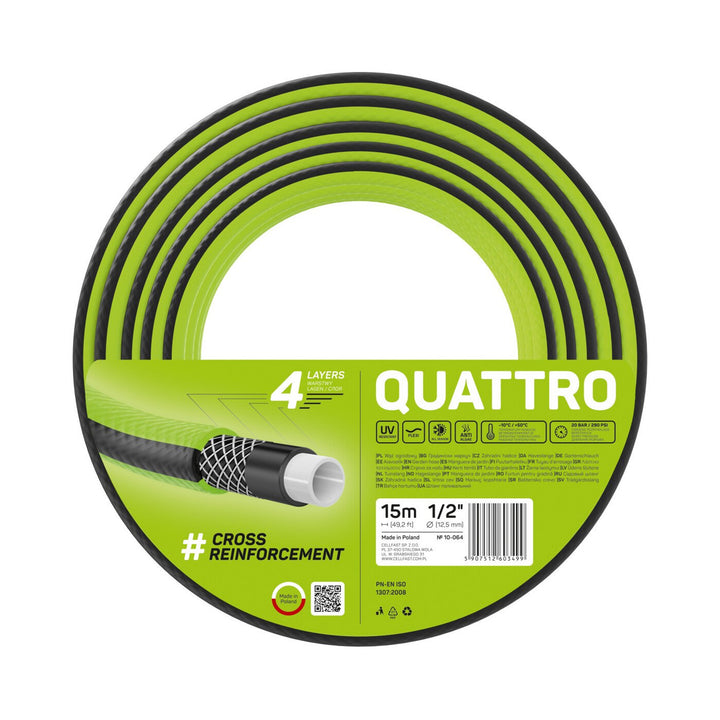 Mangueira de jardim trançada cruzada Cellfast Quattro 1/2" 15m 4 camadas