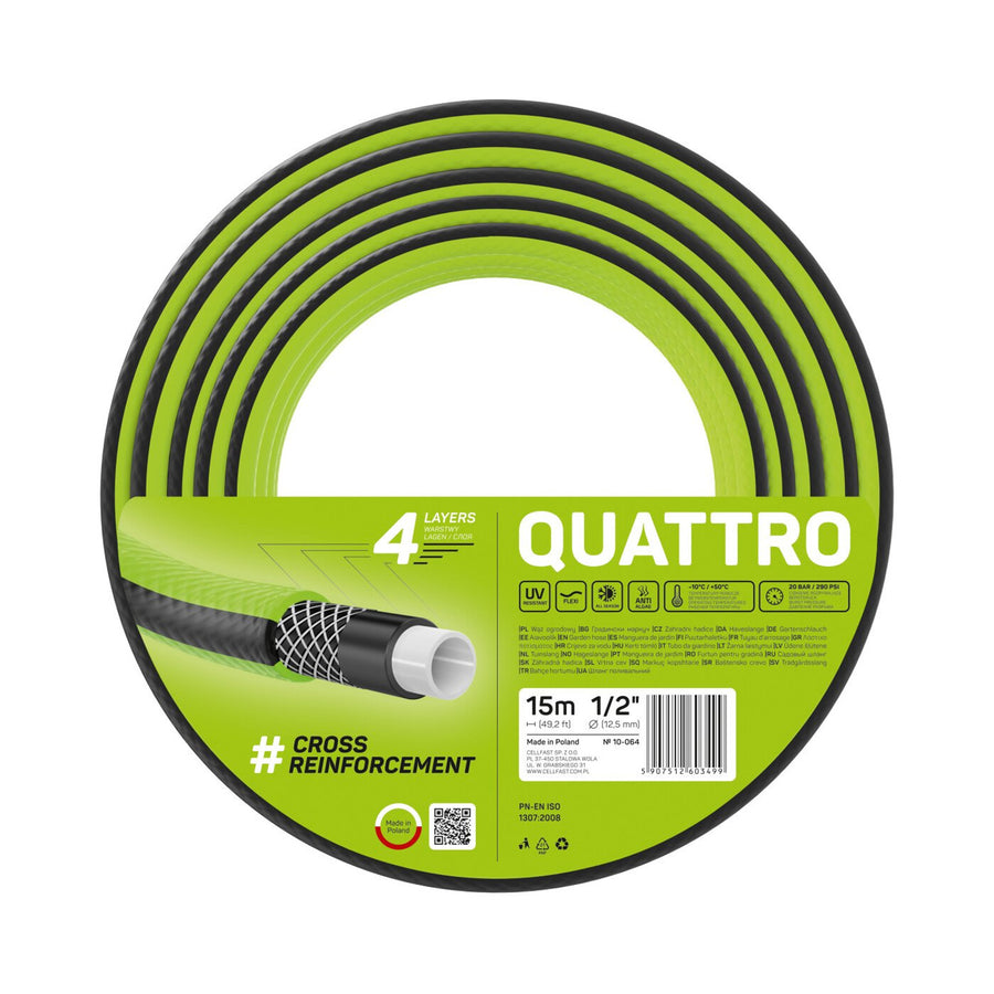 Mangueira de jardim trançada cruzada Cellfast Quattro 1/2" 15m 4 camadas