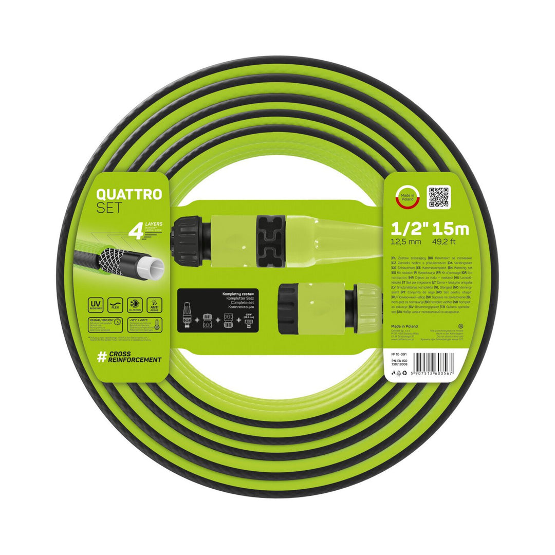 Conjunto de jardim 15m 1/2 "mangueira Cellfast Quattro + pulverizador e acessórios