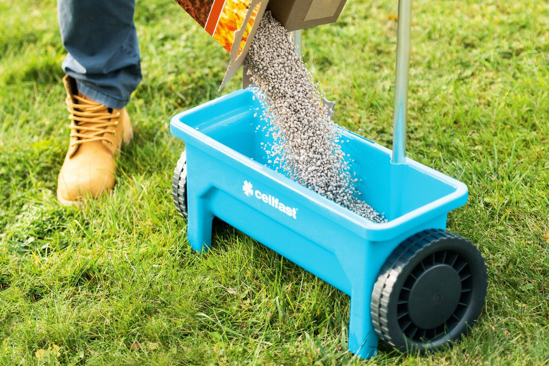 Esparcidor manual de jardín, esparcidor universal 12 litros esparcidor de aluminio ancho 45cm Cellfast