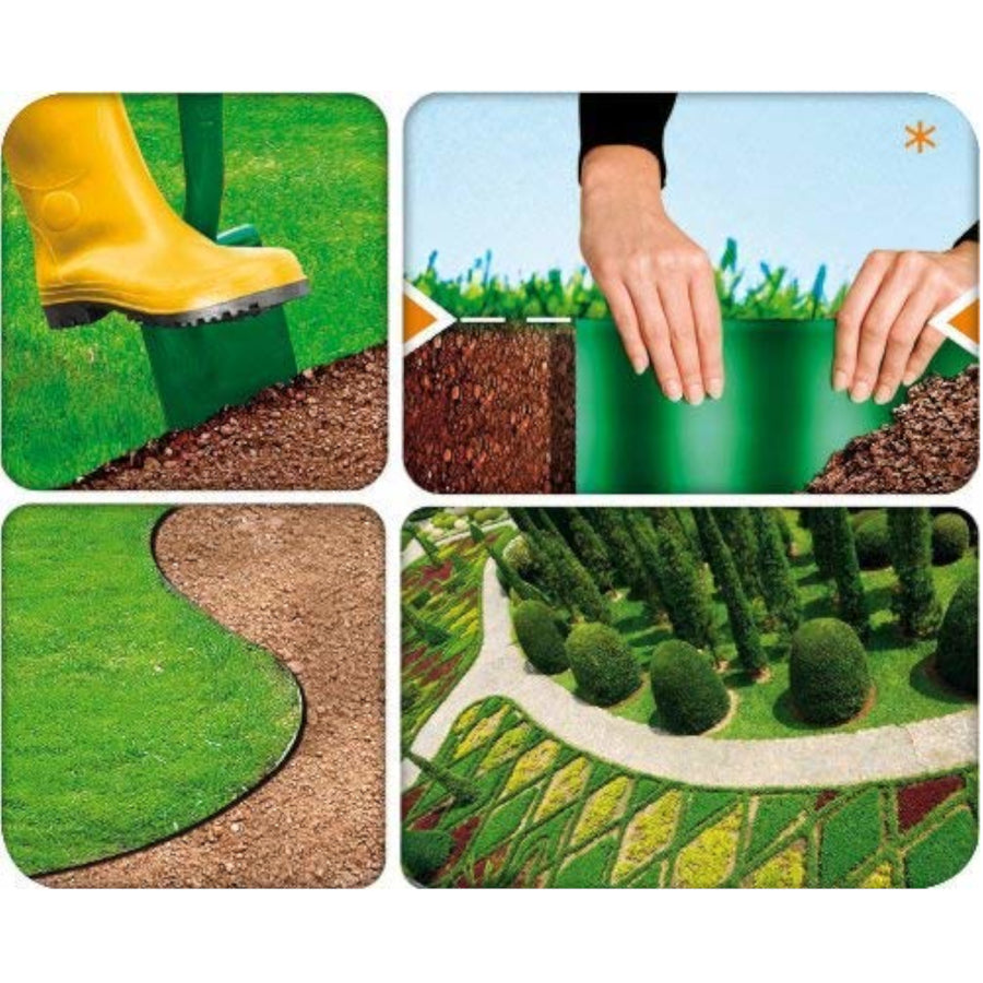 Borda de jardim ondulada de plástico impermeável e flexível 10cm x 9m Cellfast Verde