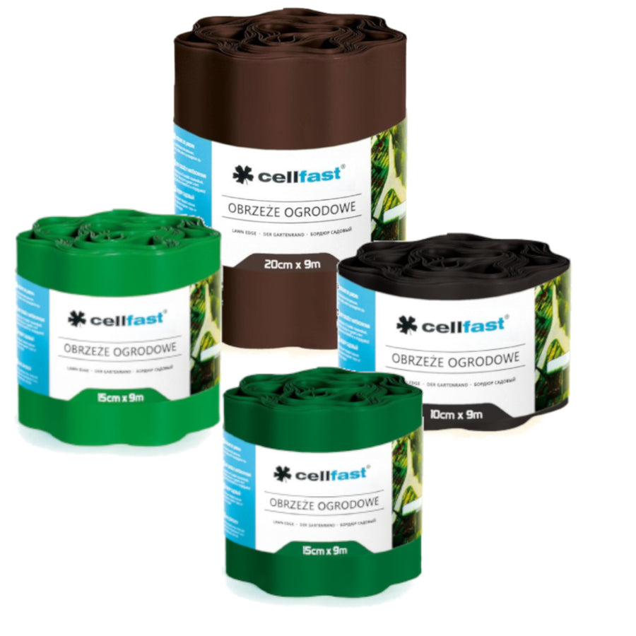 Borda de jardim ondulada de plástico impermeável e flexível 10cm x 9m Cellfast Verde