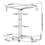 Mesa para laptop ajustável em altura com rodas Mesa de pé Elevador a gás Altura ajustável até um máximo de 113 cm 30 graus Inclinável Carregável até 8 kg